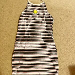H&M Striped Halter Dress with Smiley Patch